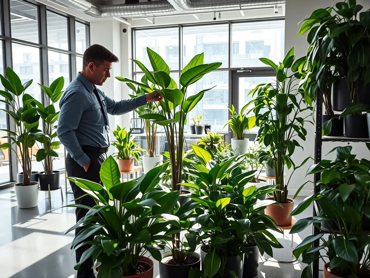 办公空间绿植租赁实景，卉至斯绿植布置
